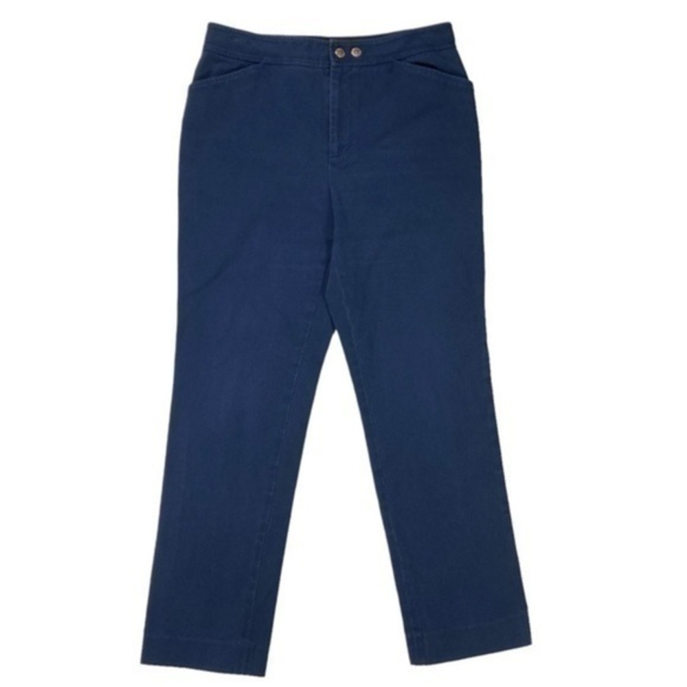 Lauren Ralph Lauren Straight Leg Pants Womens 10 Blue Cotton Stretch Minimalist